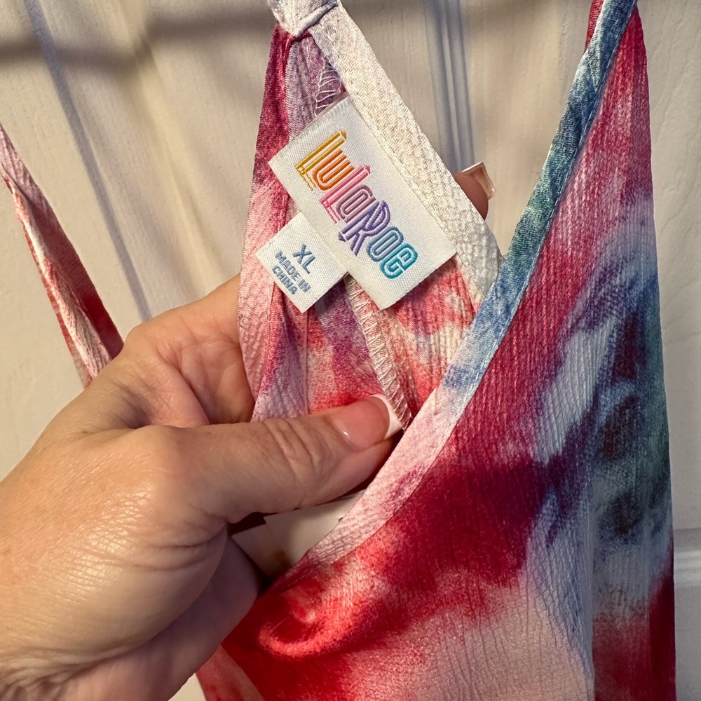 LuLaRoe Red and Blue Endless Dress - Picture 4 of 6